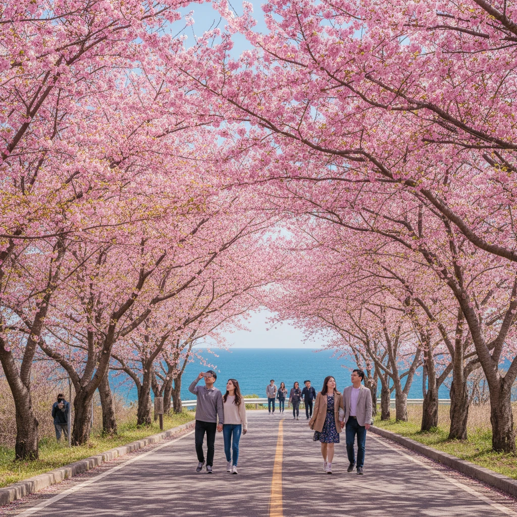 부안 개암사 벚꽃길의 환상적인 전경